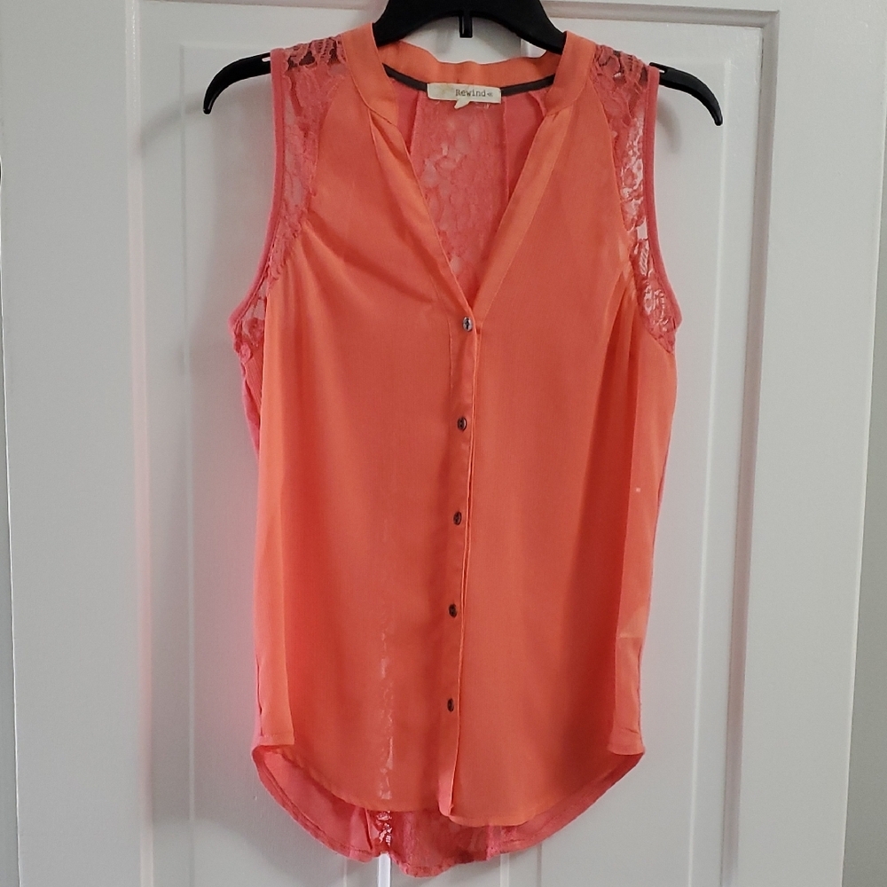 Bright Coral Sleeveless Top by My Michelle